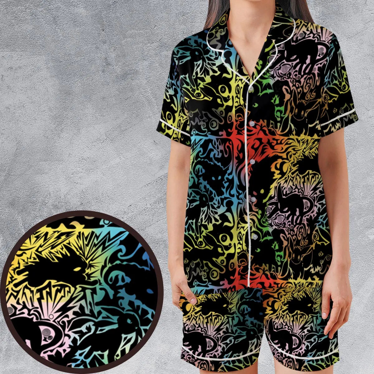 Satin Short-Sleeve Pajamas Set - UQ4T2QQC