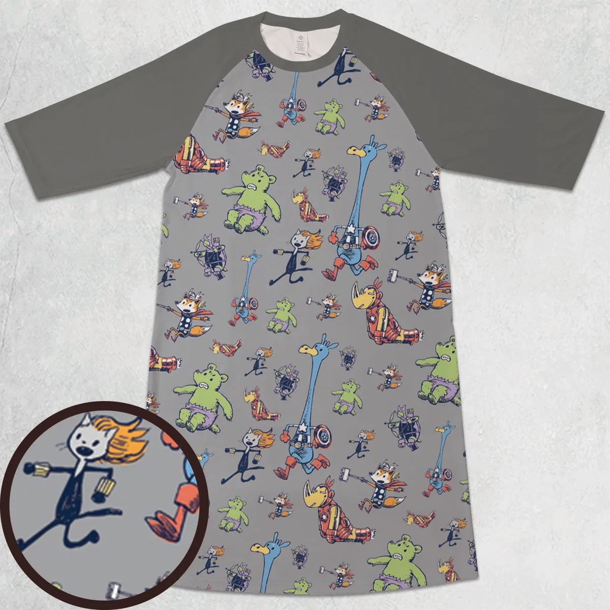 3/4 Sleeve Raglan Dress - Z3CWMBUF