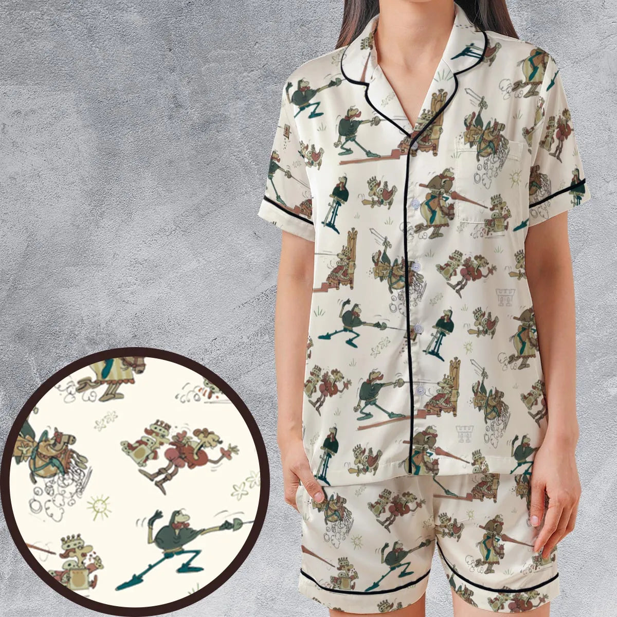 Satin Short-Sleeve Pajamas Set - JJEMB4XJ