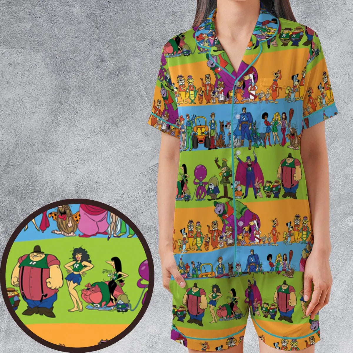 Satin Short-Sleeve Pajamas Set - LSFFSA6W