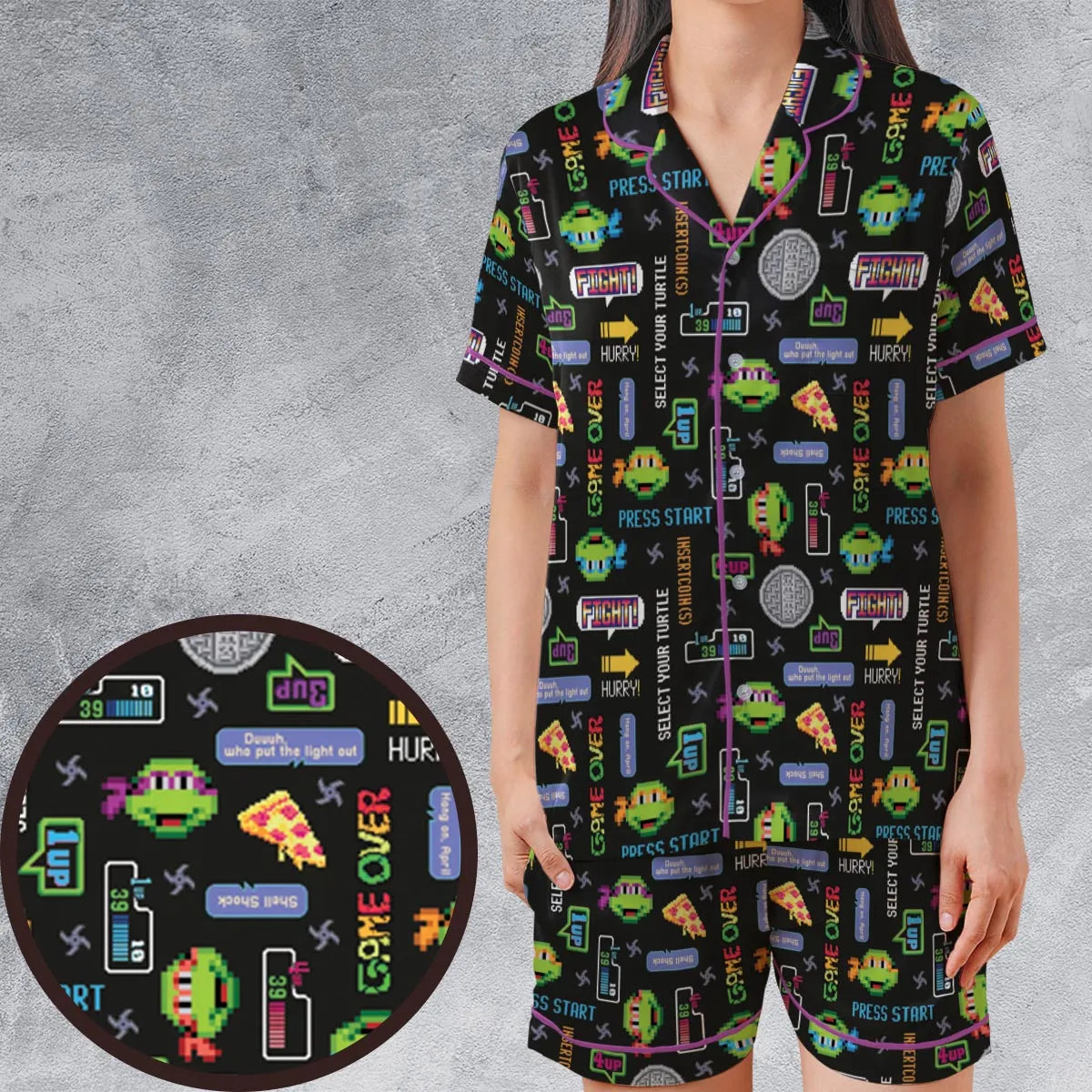 Satin Short-Sleeve Pajamas Set - V7AJ98FU