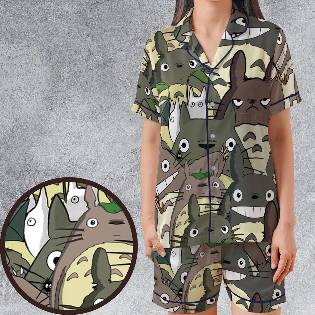 Satin Short-Sleeve Pajamas Set - QRYAGZLL