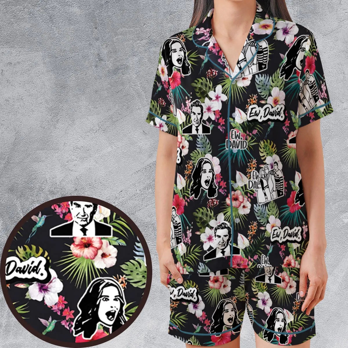 Satin Short-Sleeve Pajamas Set - DEEBD4AW