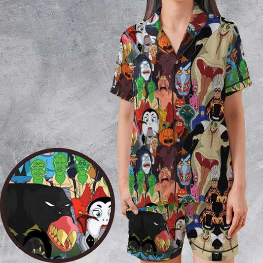 Satin Short-Sleeve Pajamas Set - VKA47D2B