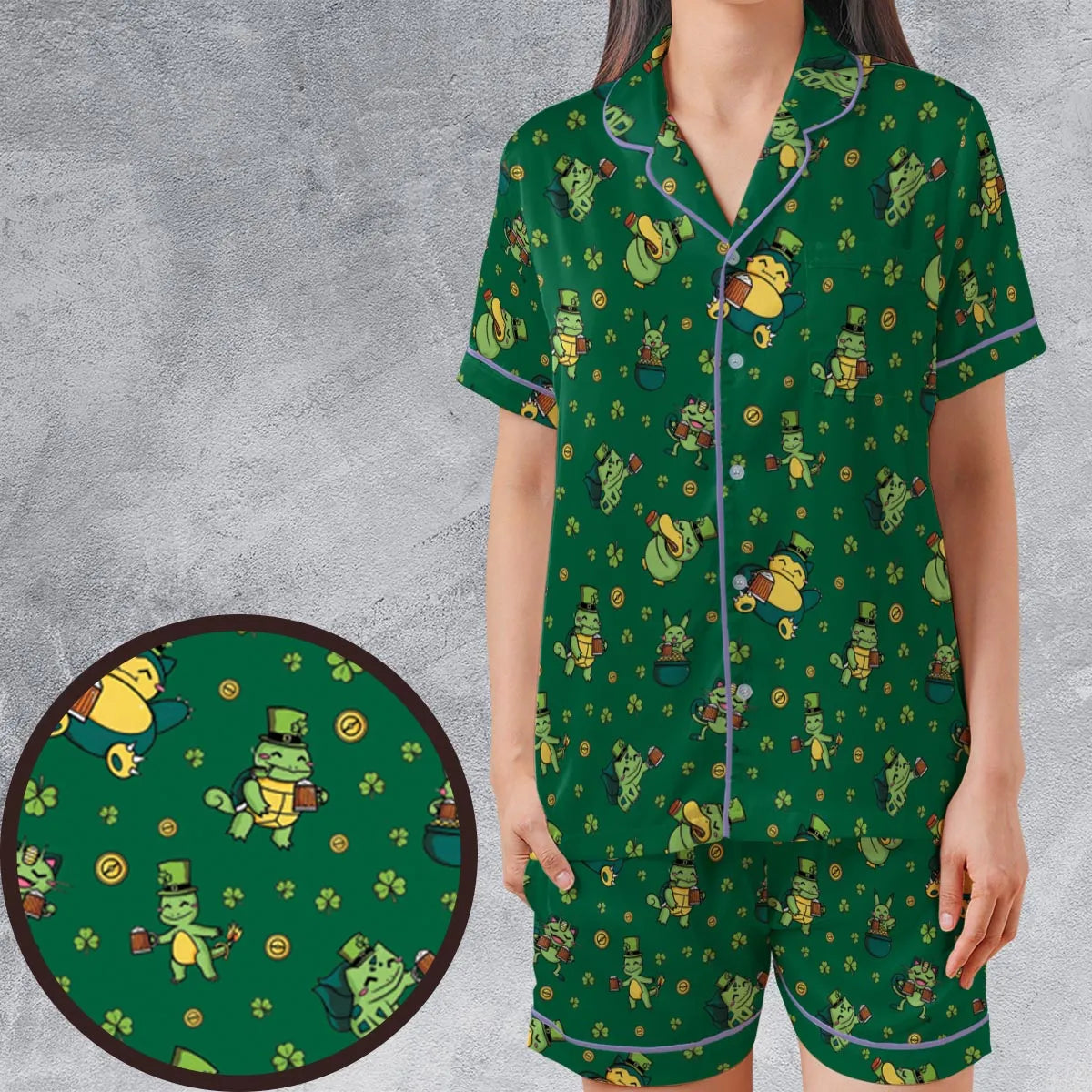 Satin Short-Sleeve Pajamas Set - 4TPY8WGQ