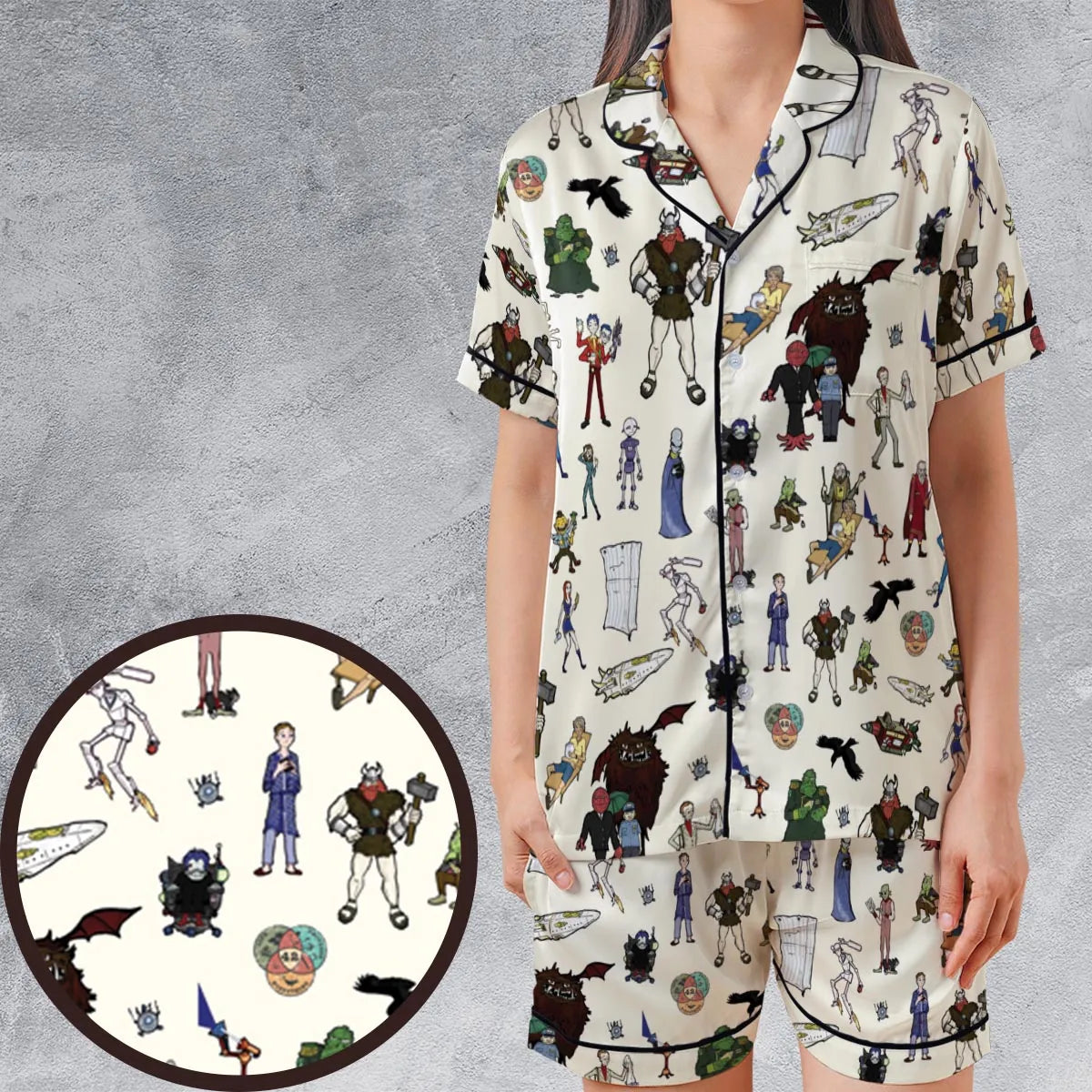 Satin Short-Sleeve Pajamas Set - N191P5RH