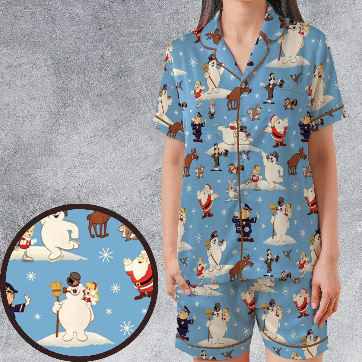Satin Short-Sleeve Pajamas Set - FER4VC11