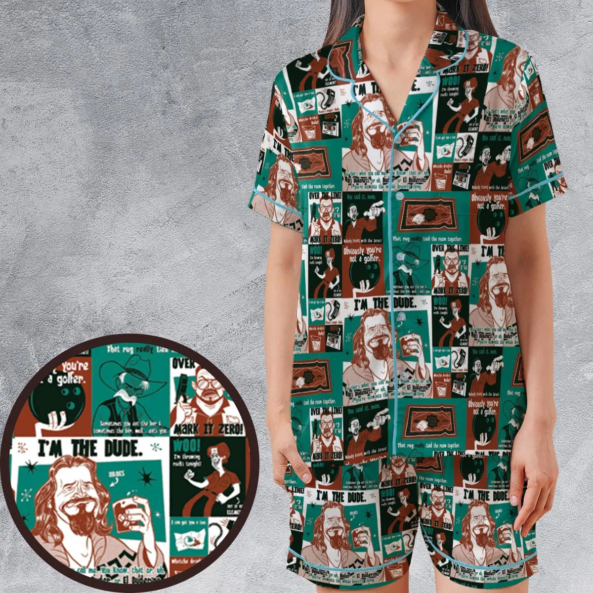 Satin Short-Sleeve Pajamas Set - 37JW46KF