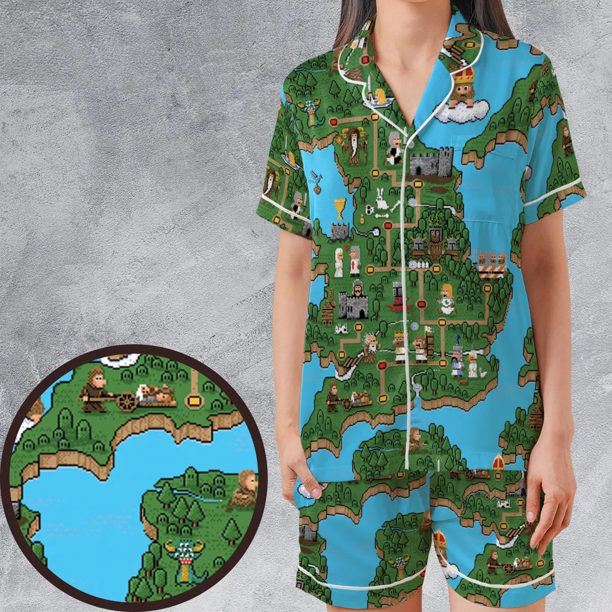 Satin Short-Sleeve Pajamas Set - 93RBUSQJ