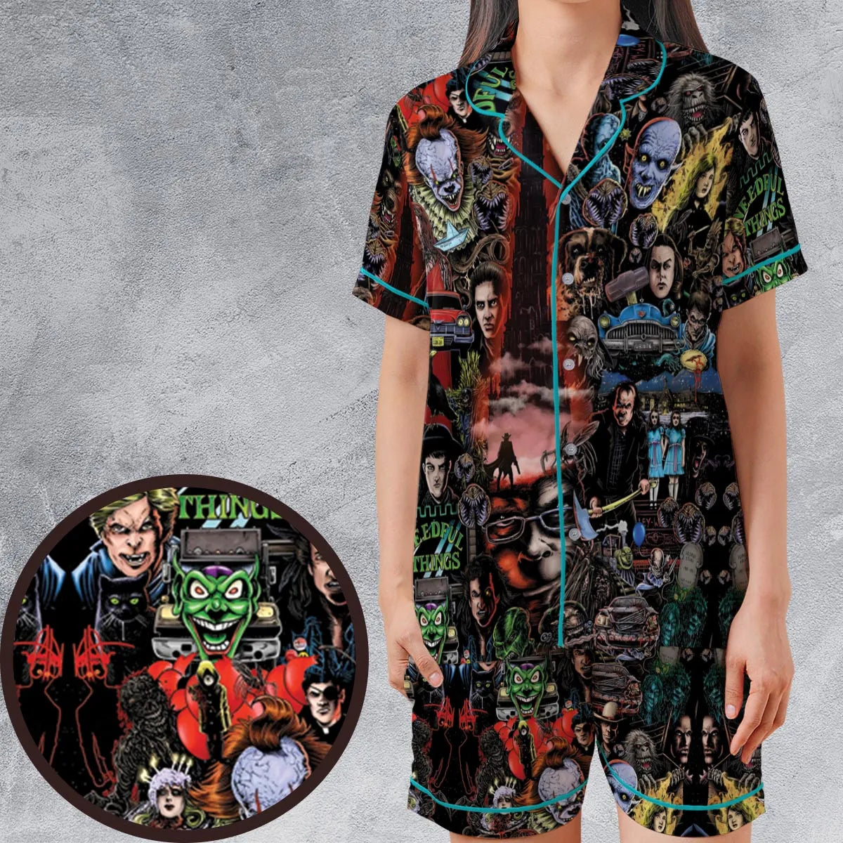 Satin Short-Sleeve Pajamas Set - K326P3WD