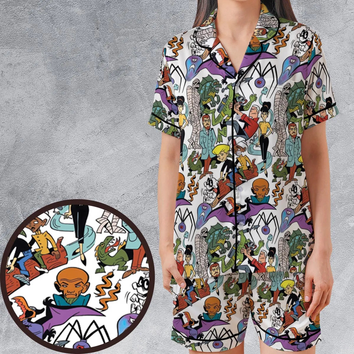 Satin Short-Sleeve Pajamas Set - H8ZXAU1K