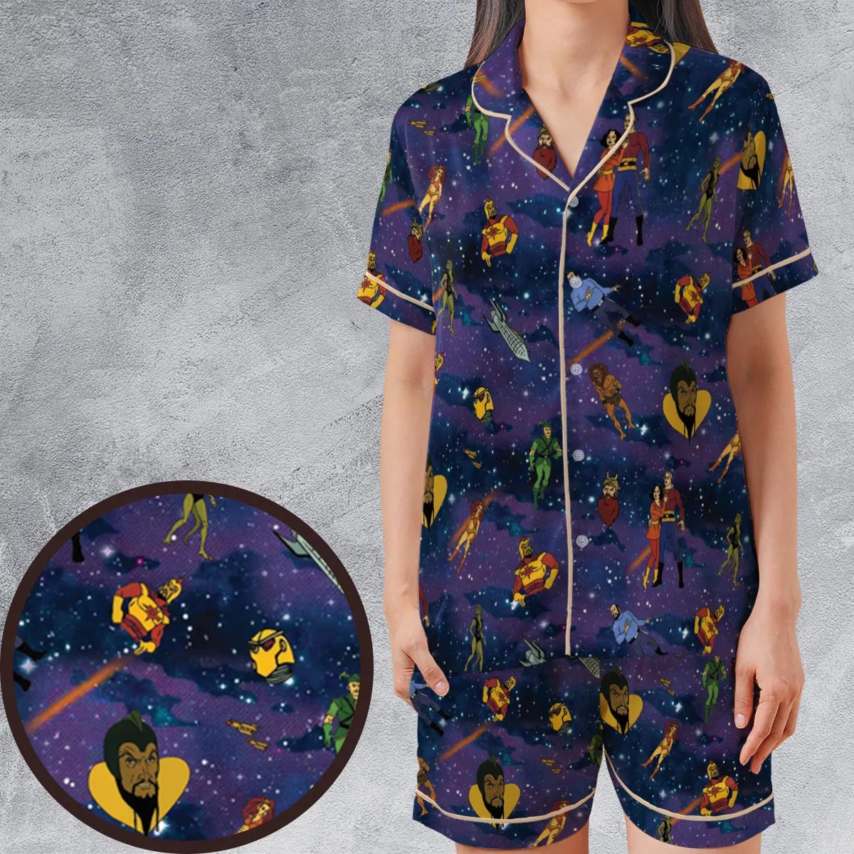 Satin Short-Sleeve Pajamas Set - NNUCN3HH