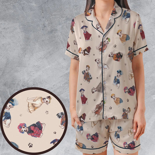 Satin Short-Sleeve Pajamas Set - VPKX6QYT