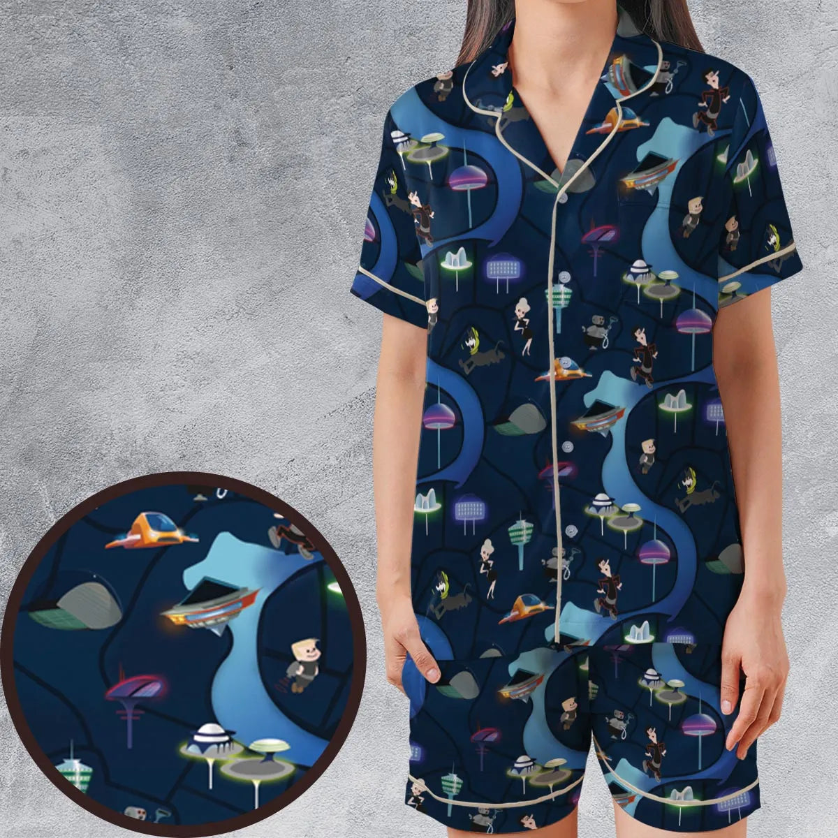 Satin Short-Sleeve Pajamas Set - RTXNXCPN