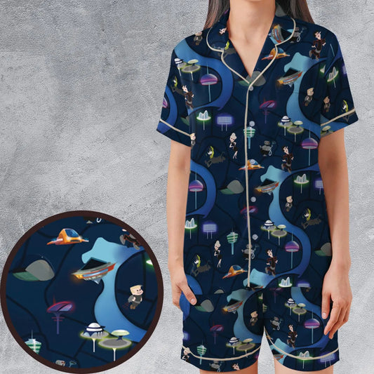 Satin Short-Sleeve Pajamas Set - RTXNXCPN