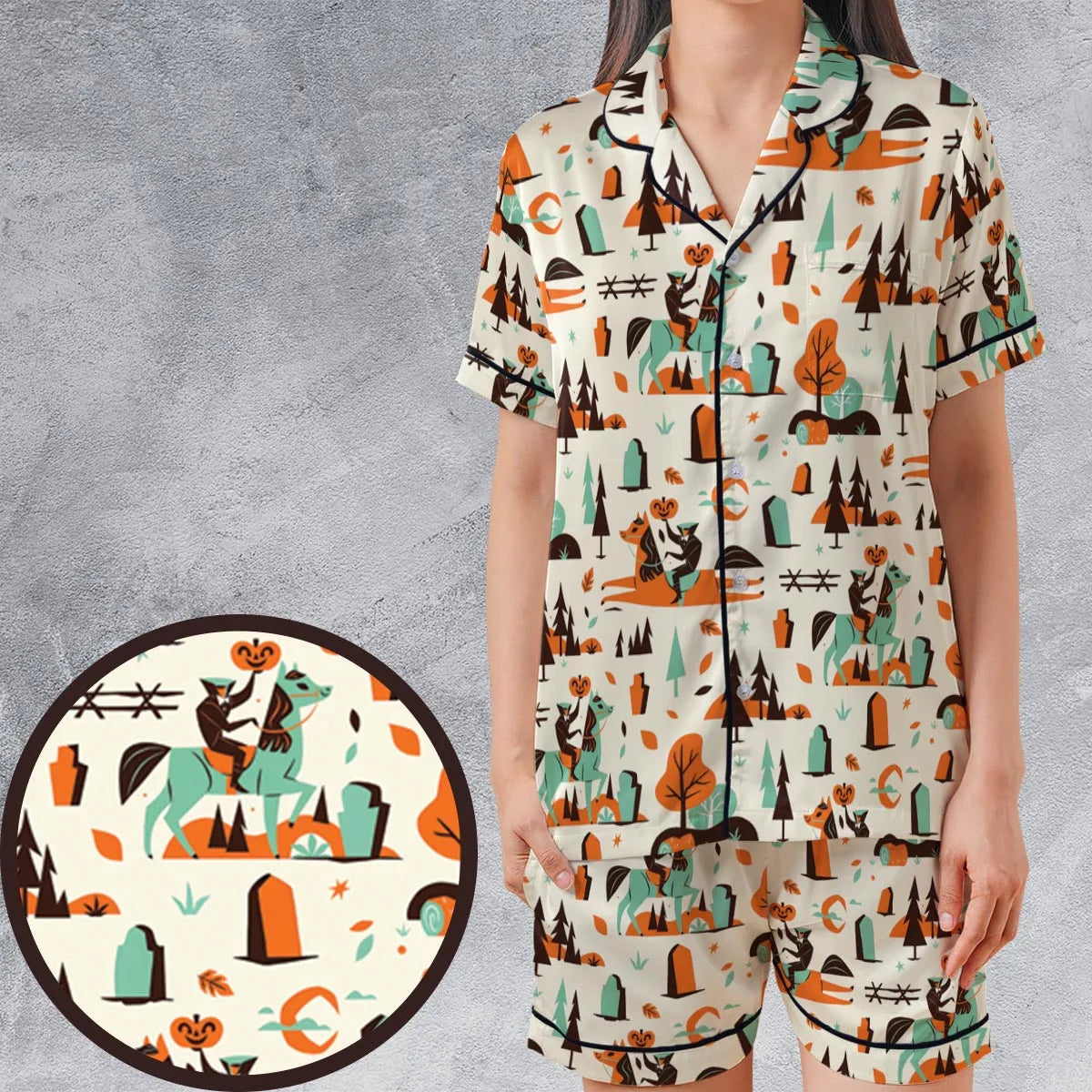 Satin Short-Sleeve Pajamas Set - K986TT4L