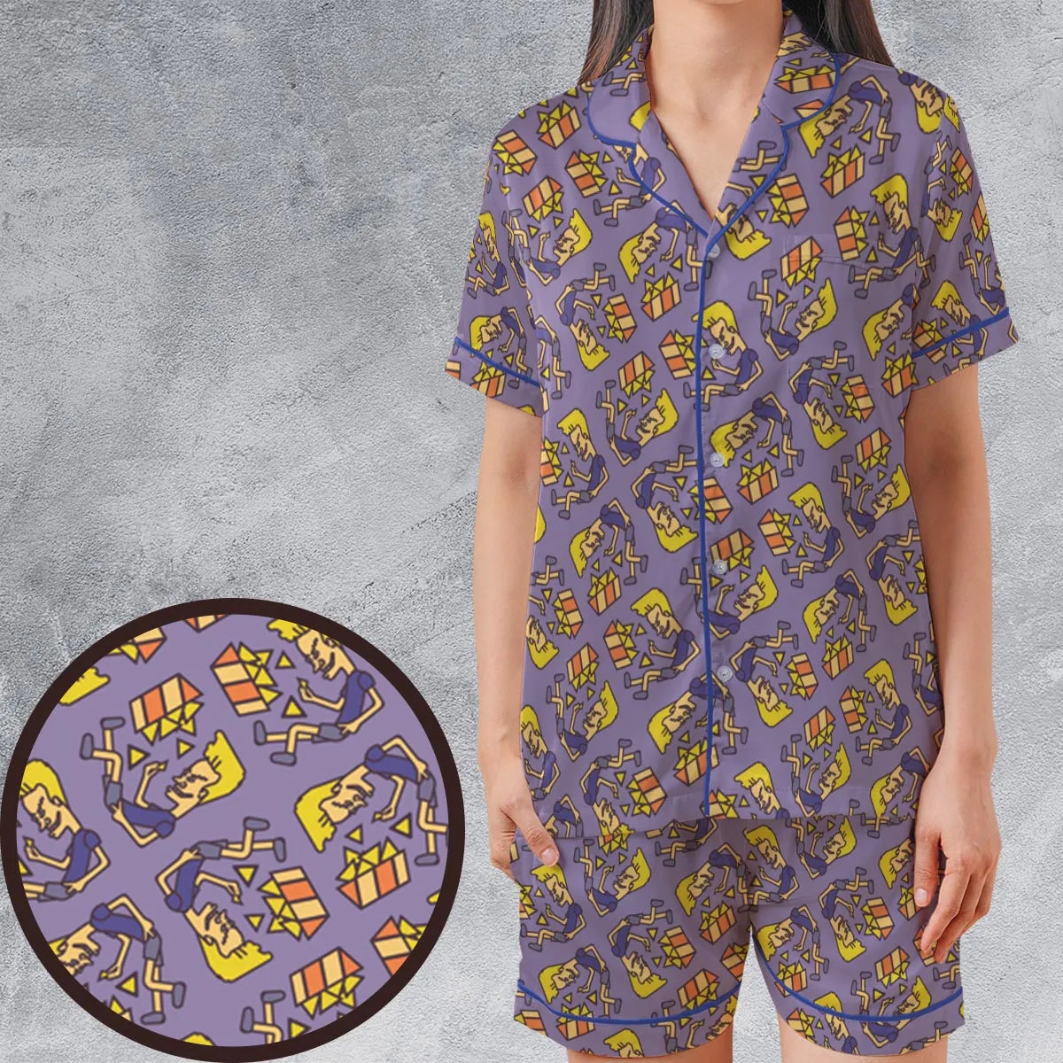Satin Short-Sleeve Pajamas Set - 5FQW27GV