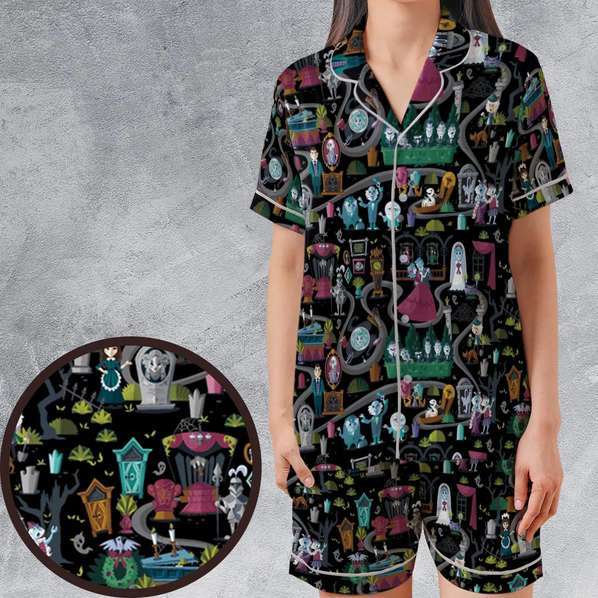 Satin Short-Sleeve Pajamas Set - RTFUJG3H