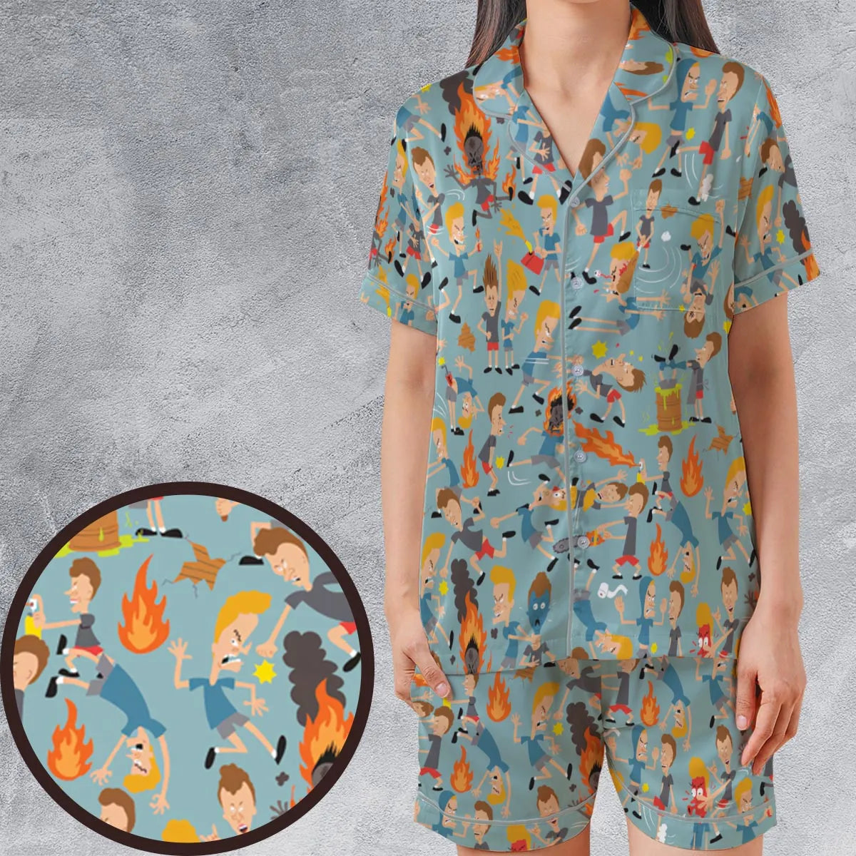 Satin Short-Sleeve Pajamas Set - ZZHXWJWM