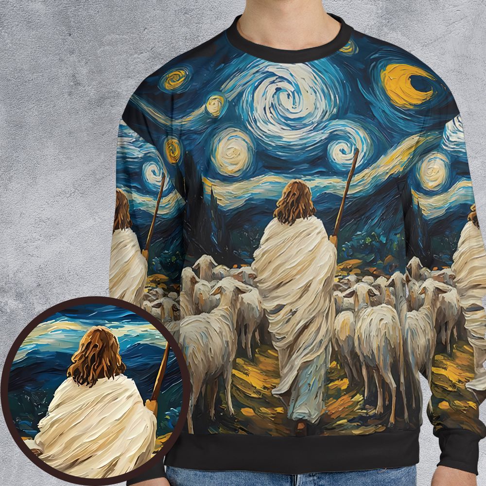 Shepherd Sheep Starry Night -  - 1