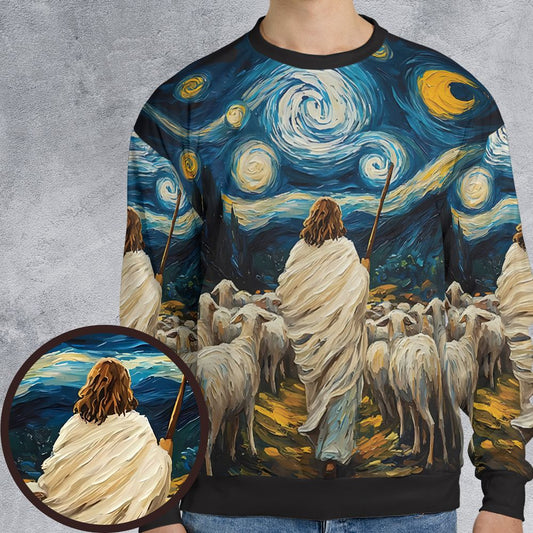 Shepherd Sheep Starry Night -  - 1