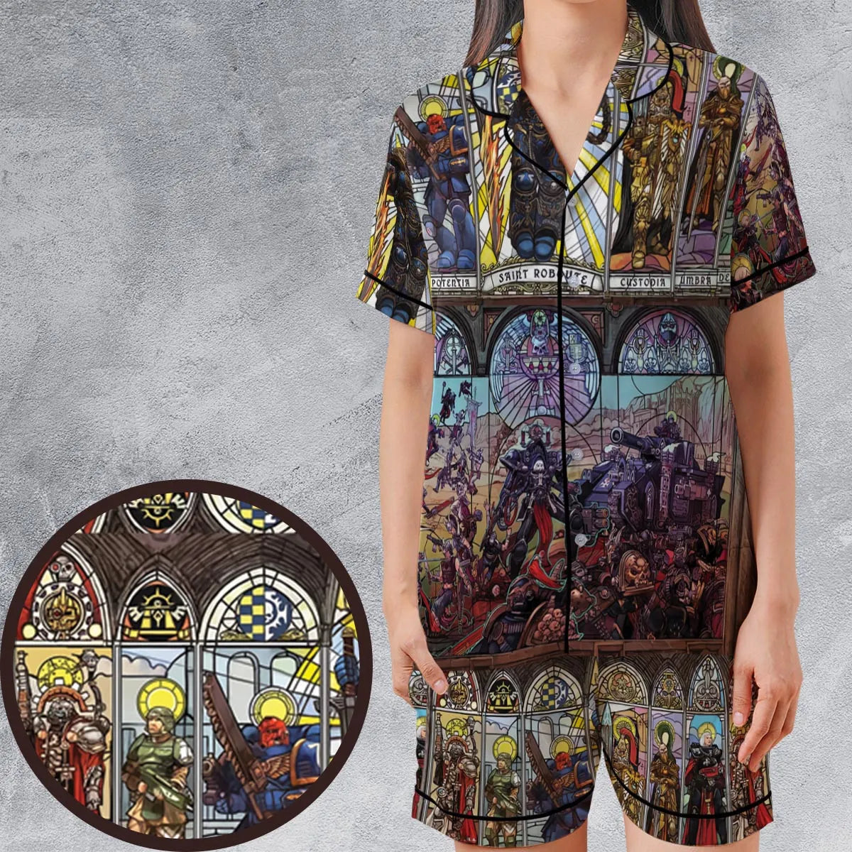 Satin Short-Sleeve Pajamas Set - 8LZQCC1K