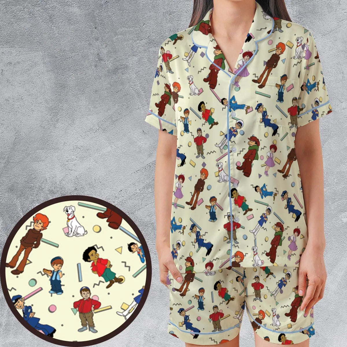 Satin Short-Sleeve Pajamas Set - ZTM4YJ47