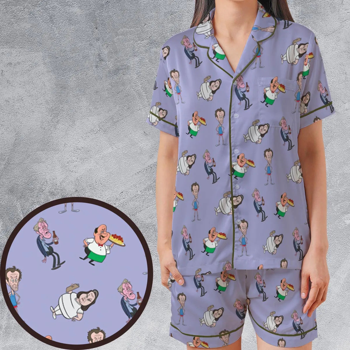 Satin Short-Sleeve Pajamas Set - W22ABZYR