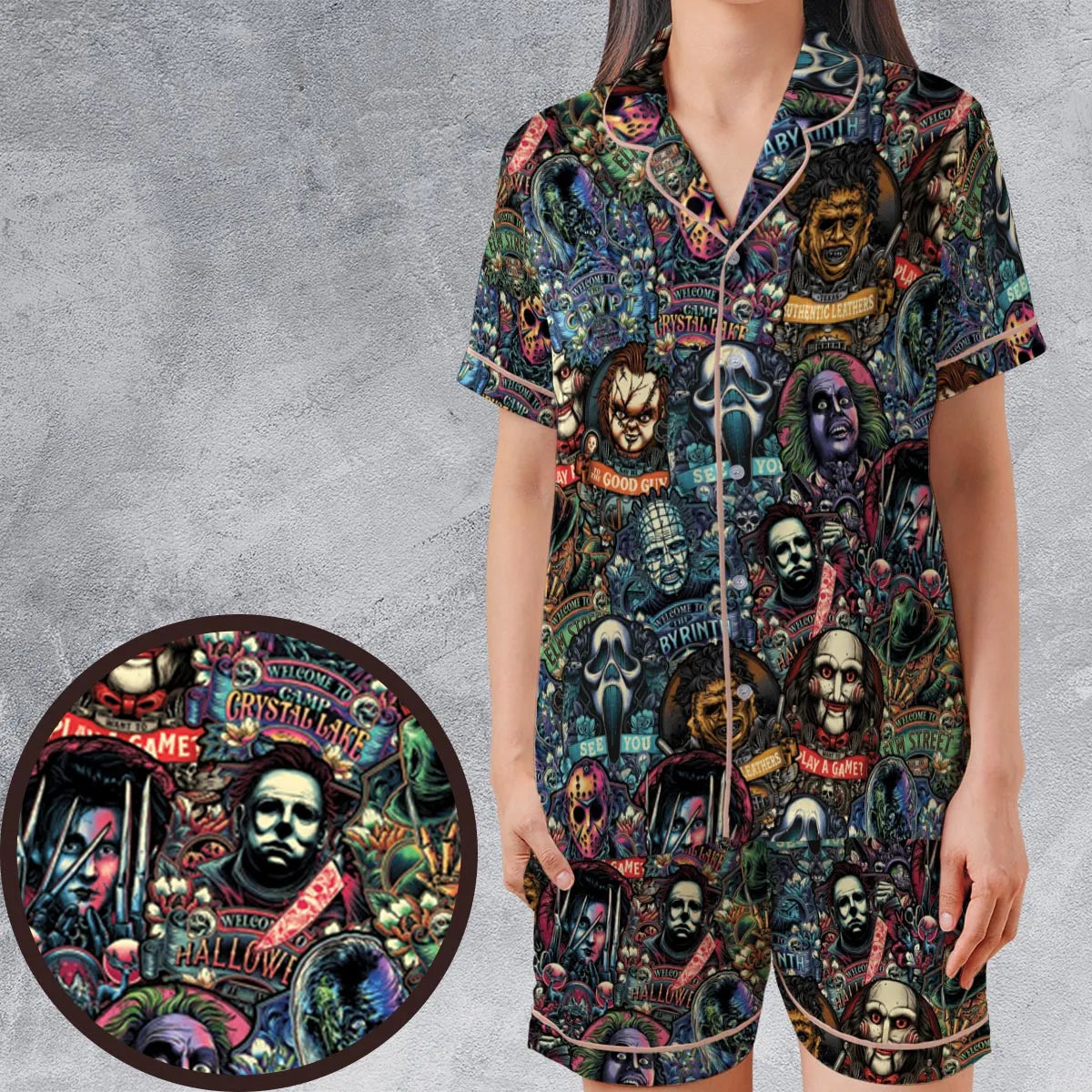 Satin Short-Sleeve Pajamas Set - L1PXKN6Q