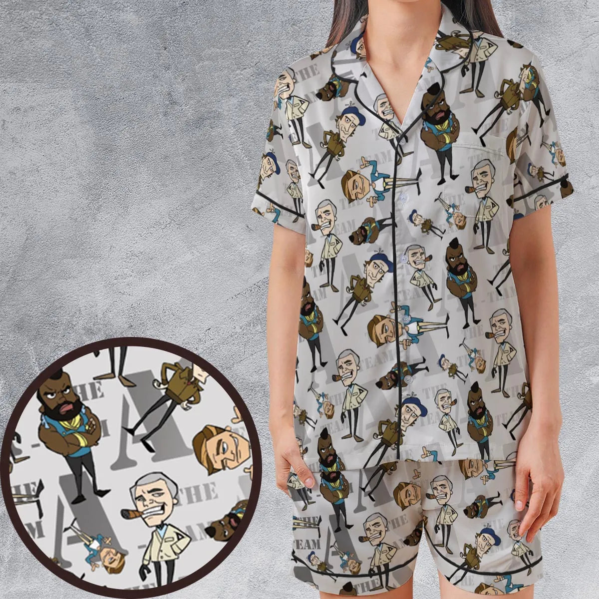 Satin Short-Sleeve Pajamas Set - 9HVZQFDM