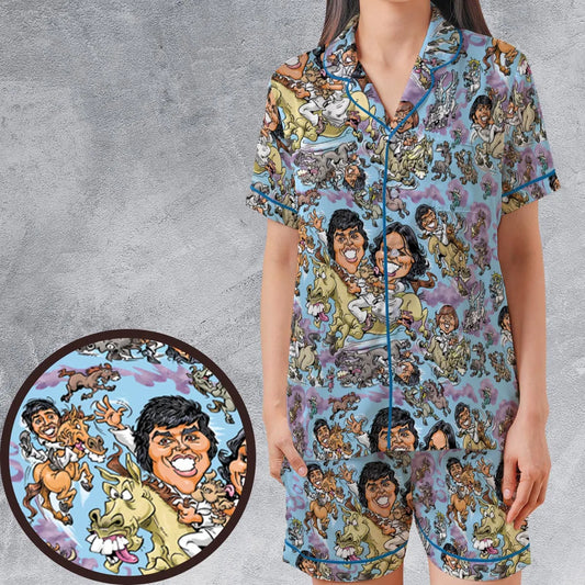 Satin Short-Sleeve Pajamas Set - UCJTSDY1