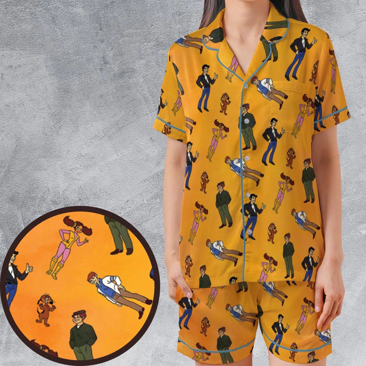 Satin Short-Sleeve Pajamas Set - JSP9DKXZ