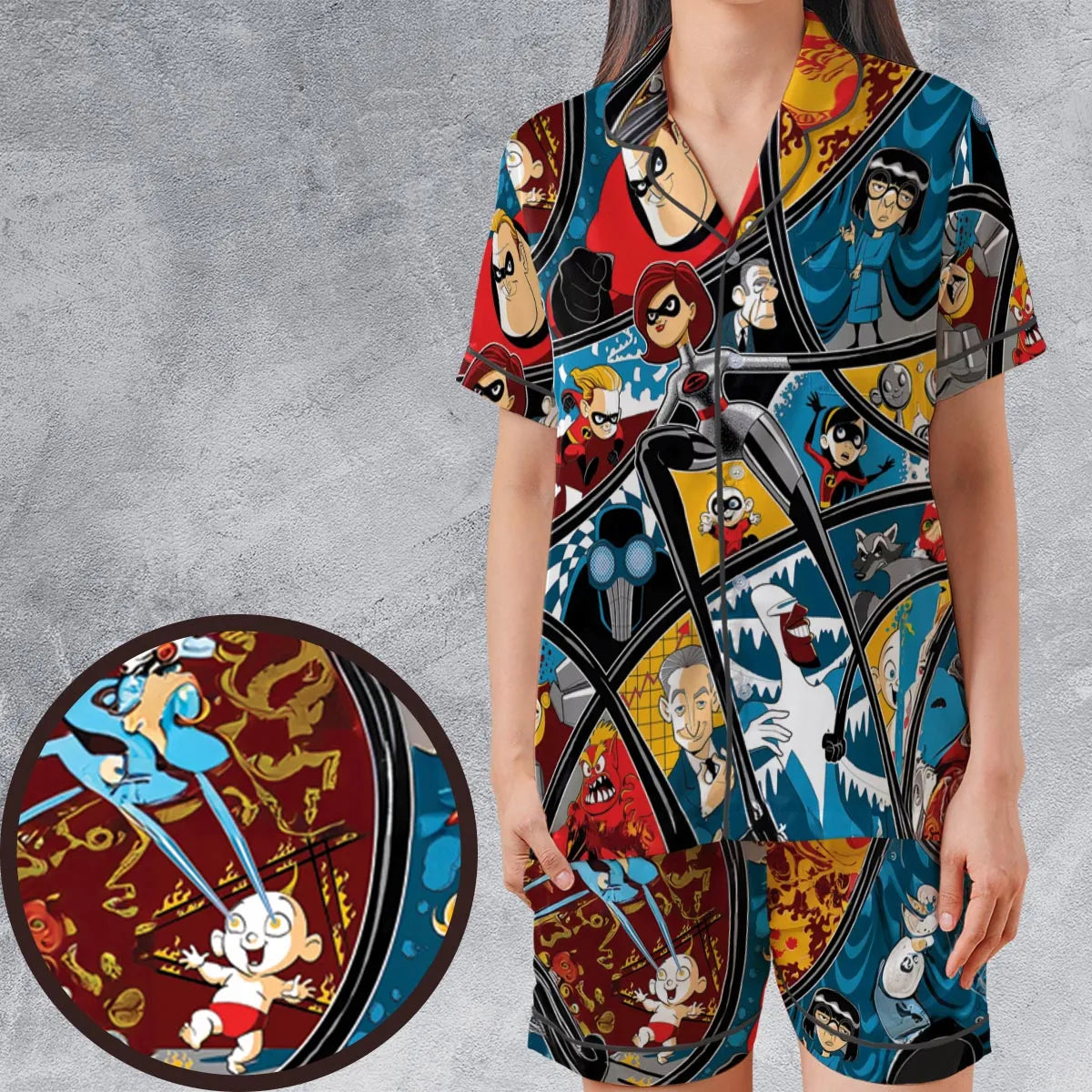Satin Short-Sleeve Pajamas Set - SJ5ME3GC