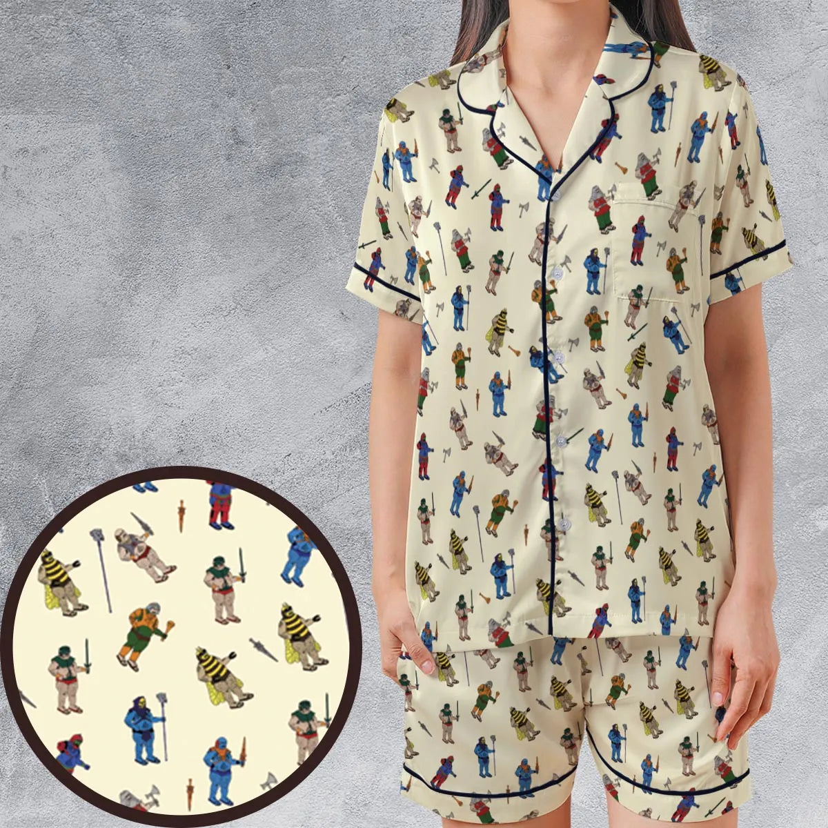 Satin Short-Sleeve Pajamas Set - SZVM3SLZ