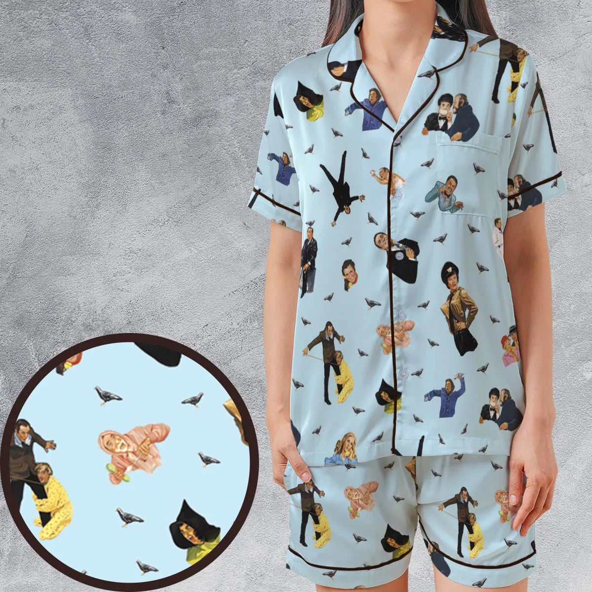 Satin Short-Sleeve Pajamas Set - PU9D1WKW