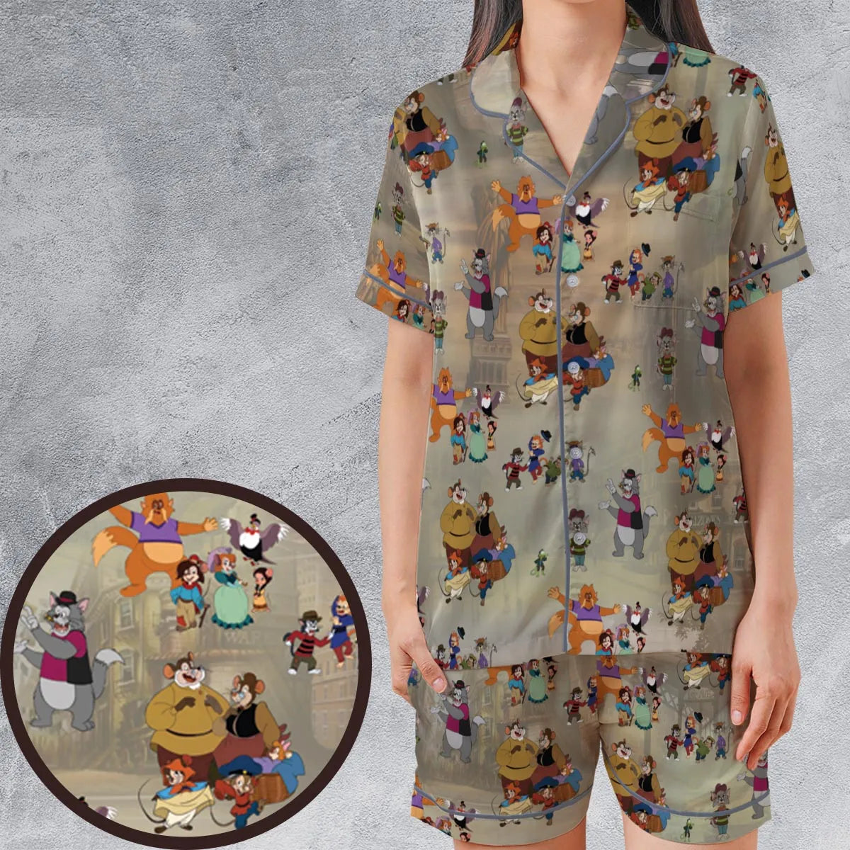 Satin Short-Sleeve Pajamas Set - PGLQEA37
