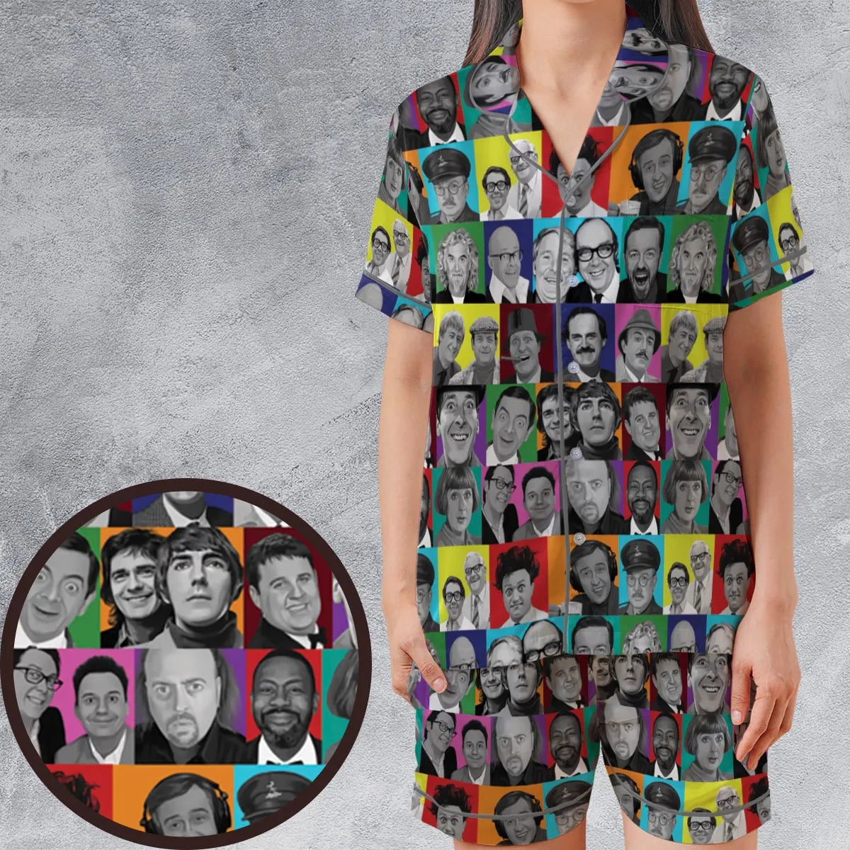 Satin Short-Sleeve Pajamas Set - FNSVJJ3L