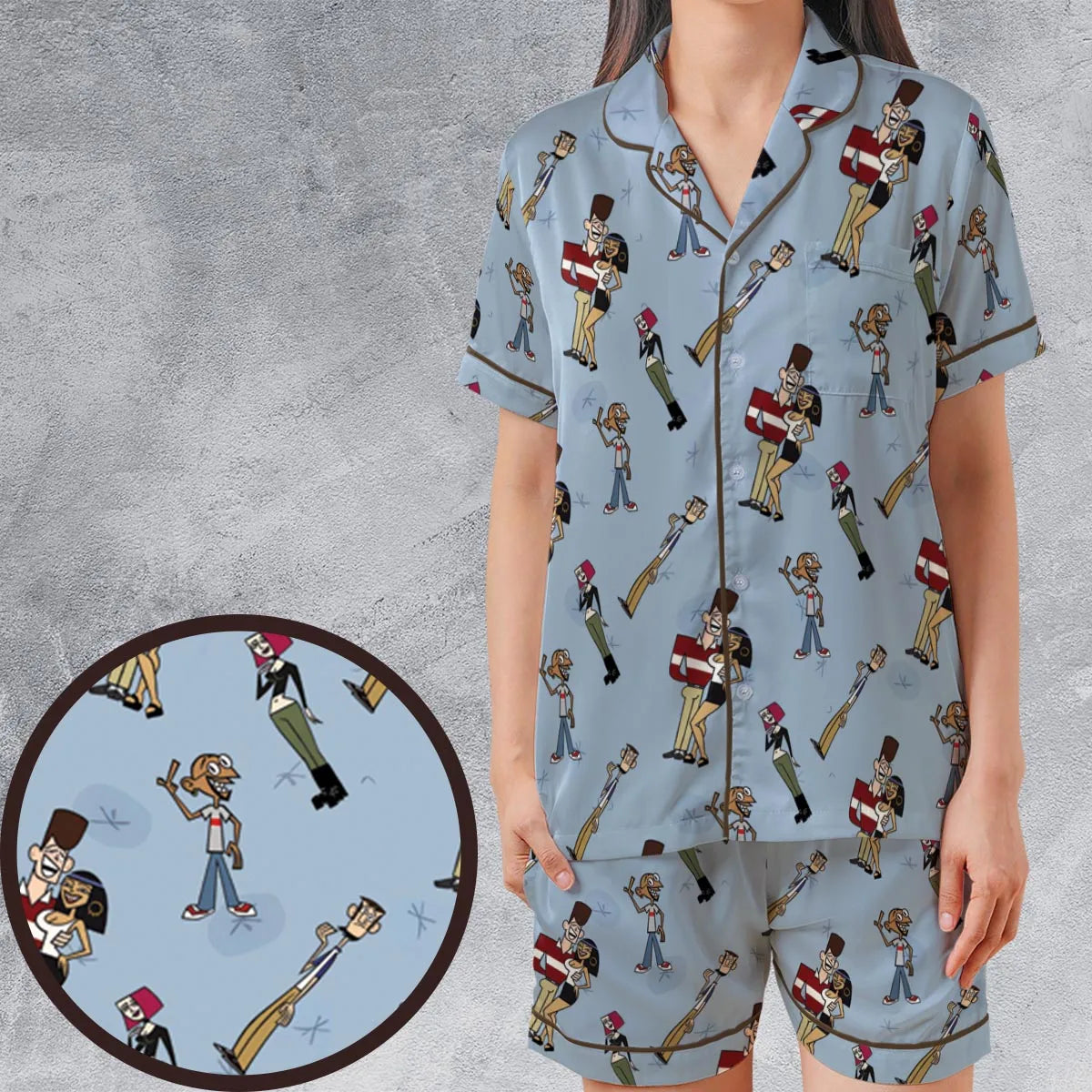Satin Short-Sleeve Pajamas Set - 8K99AM62