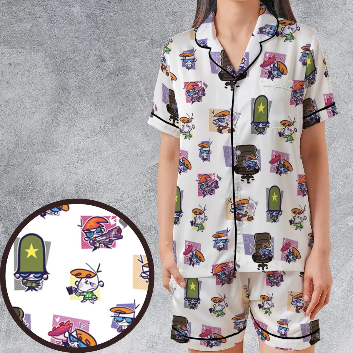 Satin Short-Sleeve Pajamas Set - T3VKSU5S