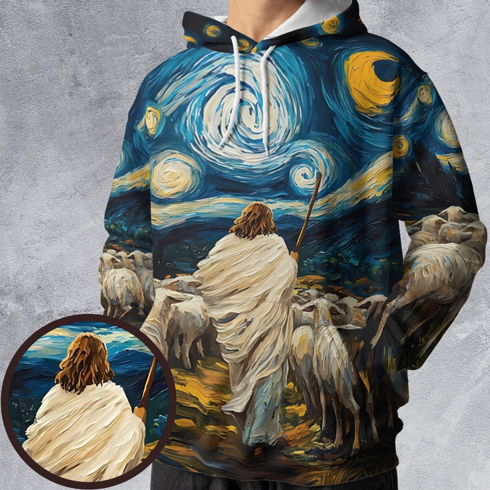 Shepherd Sheep Starry Night -  - 1