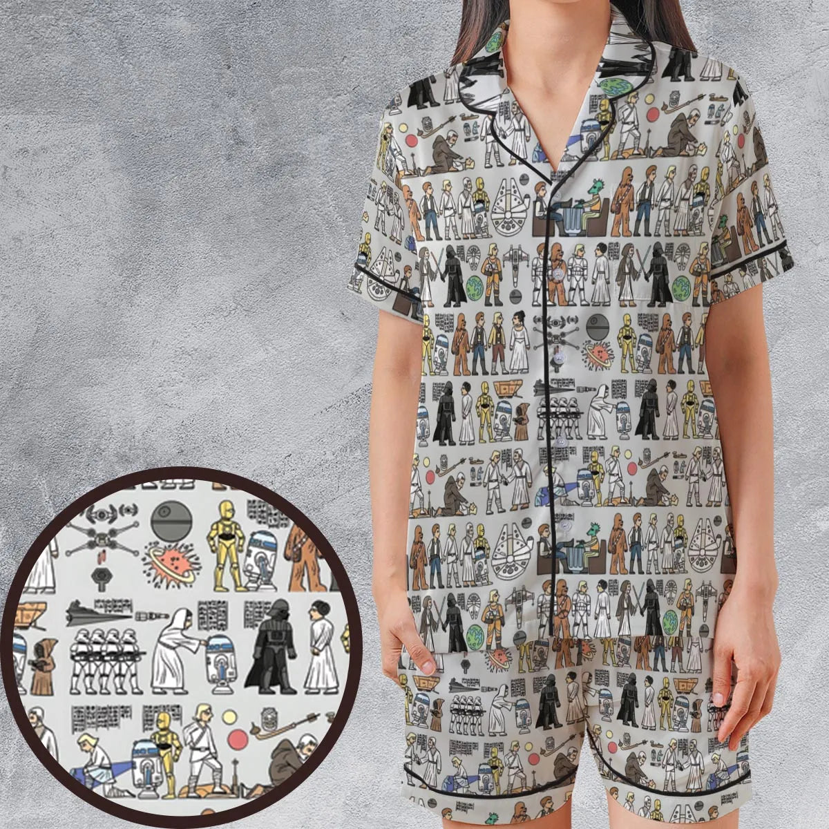 Satin Short-Sleeve Pajamas Set - SJT3BJXB