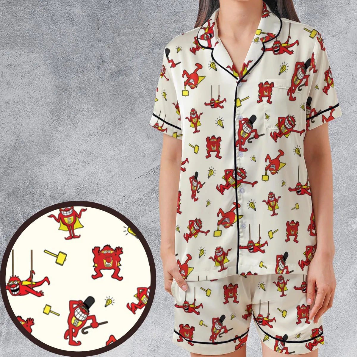 Satin Short-Sleeve Pajamas Set - 1MR8P6DR