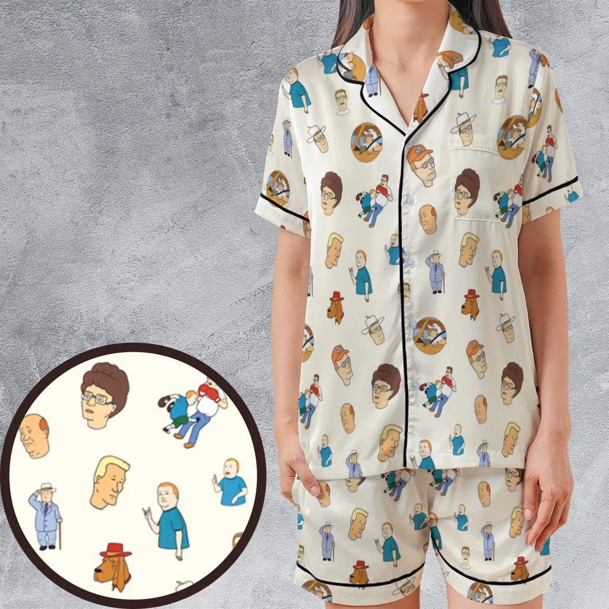 Satin Short-Sleeve Pajamas Set - EBPC9XL8