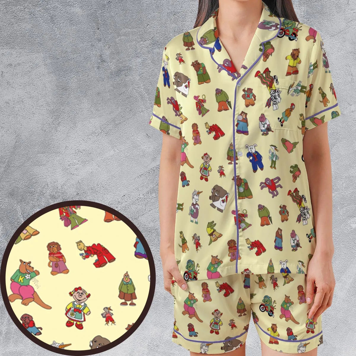 Satin Short-Sleeve Pajamas Set - NGG31PVA