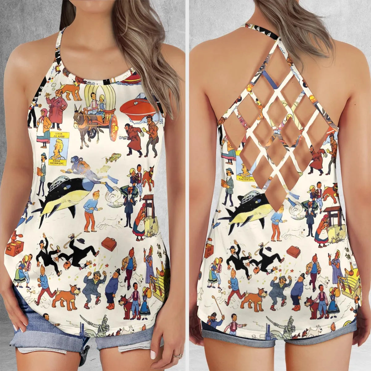 Criss Cross Tank Top - 6R3HRAKU