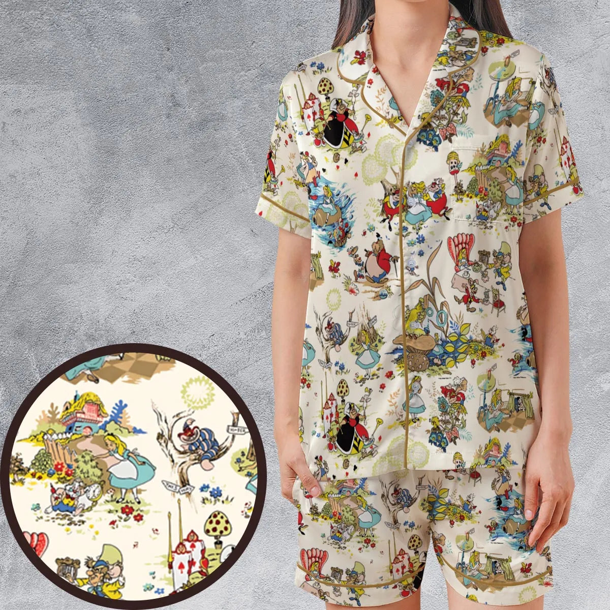 Satin Short-Sleeve Pajamas Set - UB4GXGBM