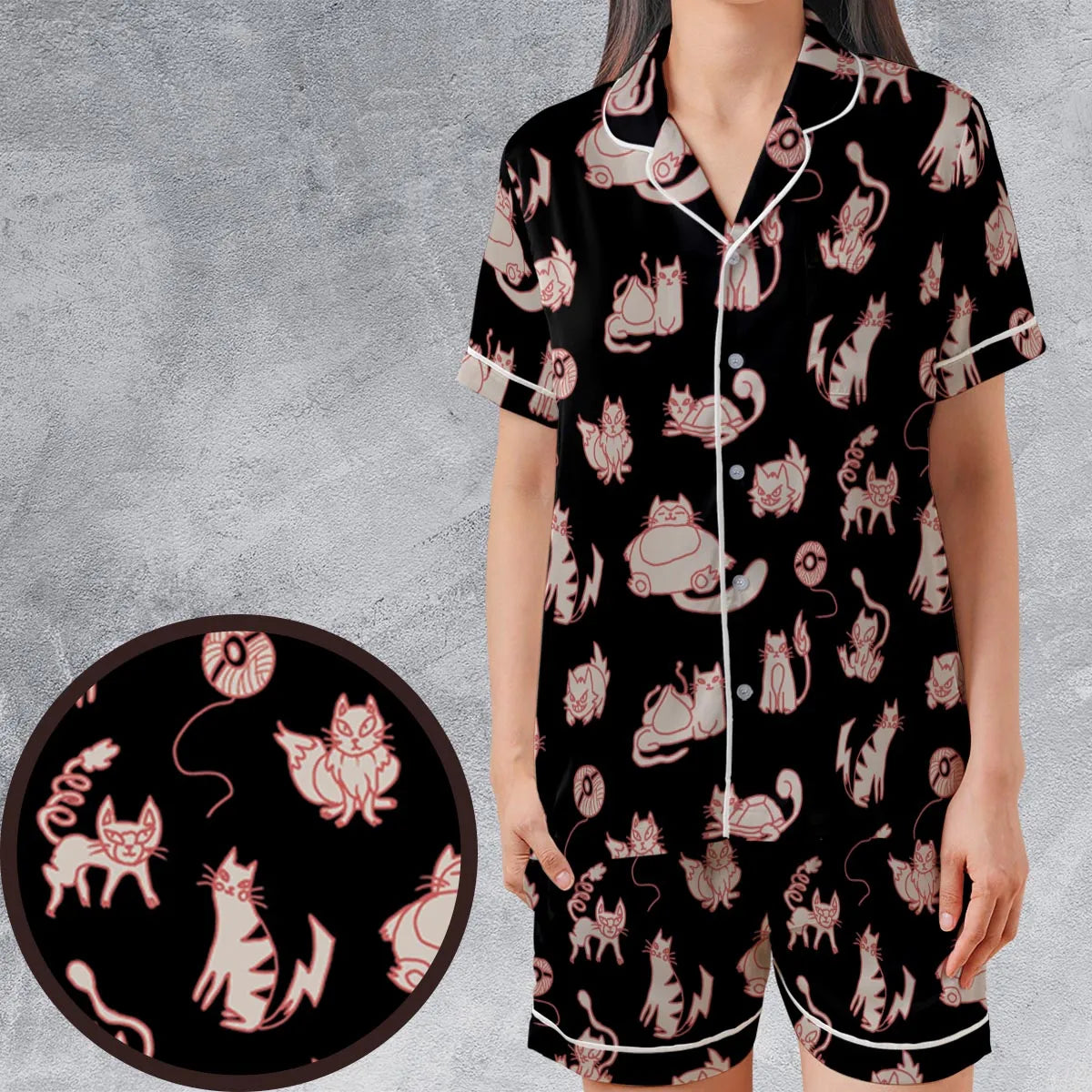 Satin Short-Sleeve Pajamas Set - 3TK2YF5J