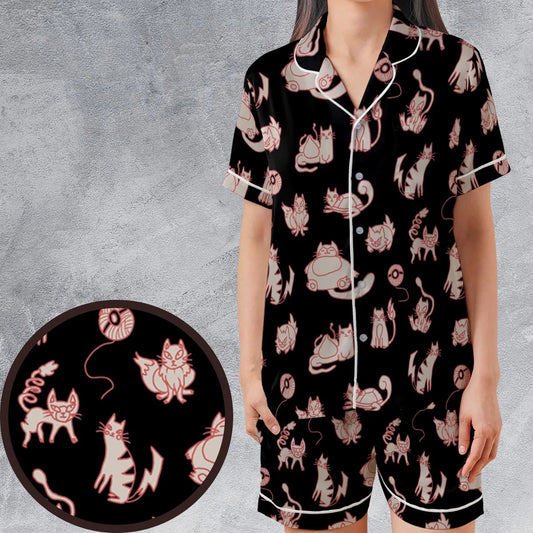 Satin Short-Sleeve Pajamas Set - 3TK2YF5J