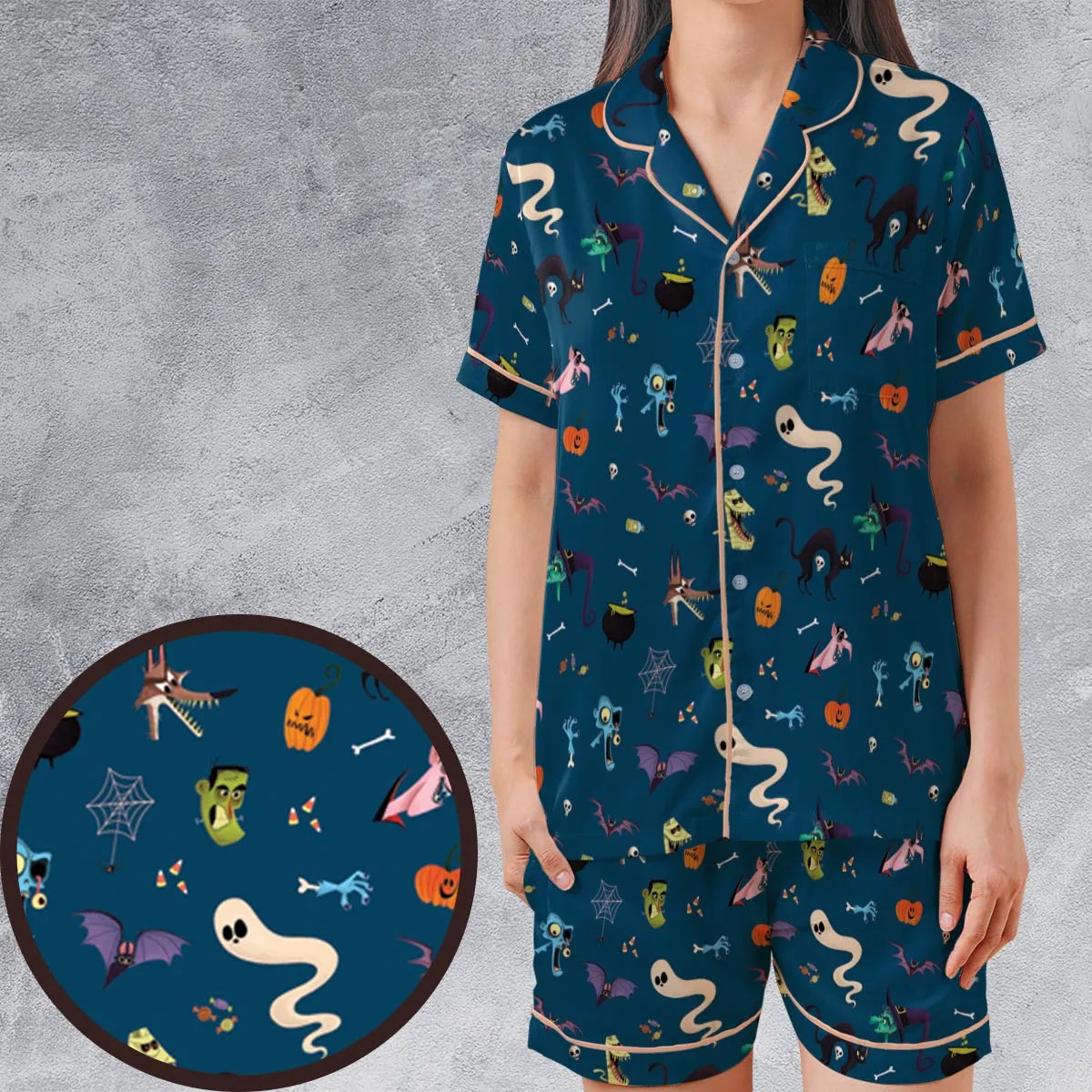 Satin Short-Sleeve Pajamas Set - M1J9VDRG