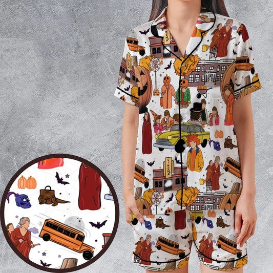 Satin Short-Sleeve Pajamas Set - YUAJRQ2Z